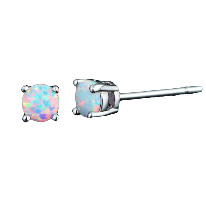 White Opal Stud Earrings